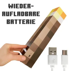 Akku LED Dekoleuchte Fackel MINECRAFT 2-tlg