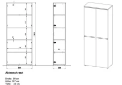 Aktenregal LISSABON 80 x 196 cm Graphit/ Navarra Eiche