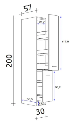 Apothekerschrank RALPH San Remo Eiche /grau