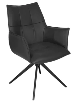 Armlehnenstuhl BERGAMO schwarz Leder