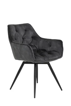 Armlehnstuhl FLORENTINA vintage velvet anthrazit/schwarz