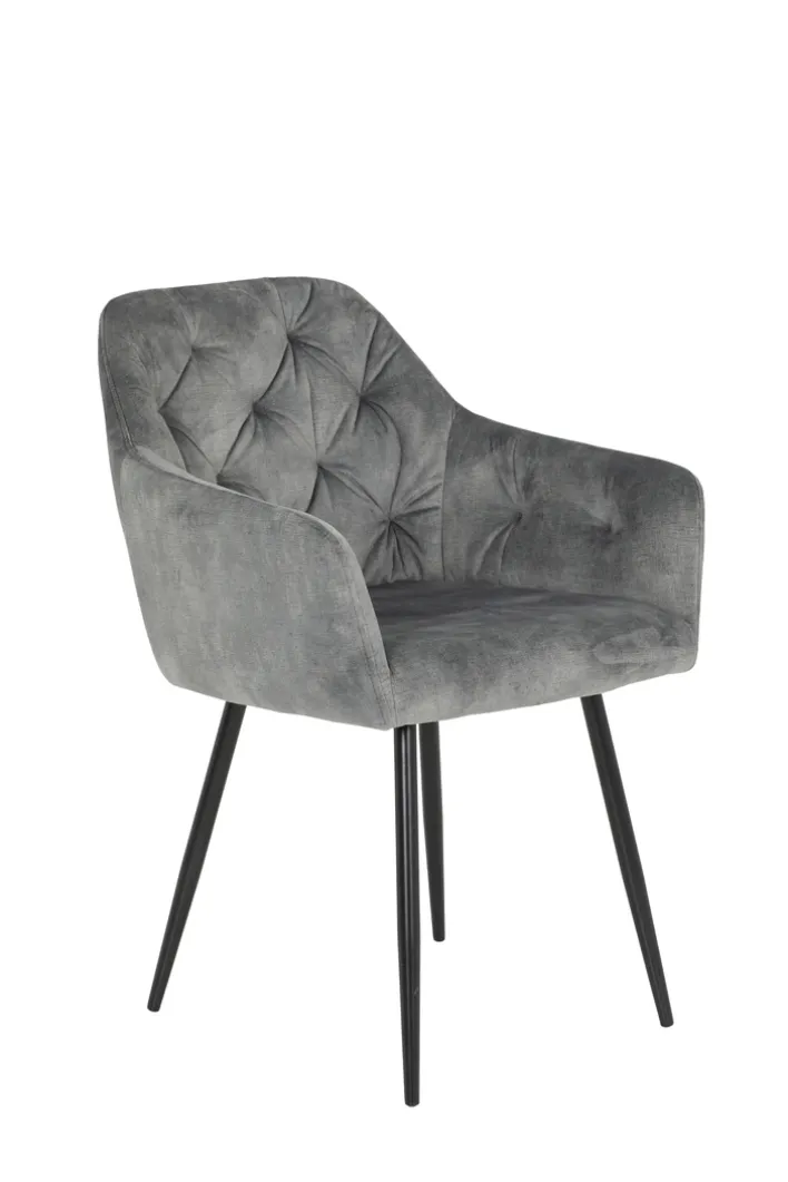 Armlehnstuhl TINA I 2er Set vintage velvet anthrazit