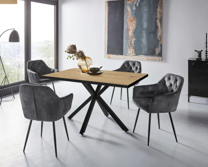 Armlehnstuhl TINA I 2er Set vintage velvet anthrazit