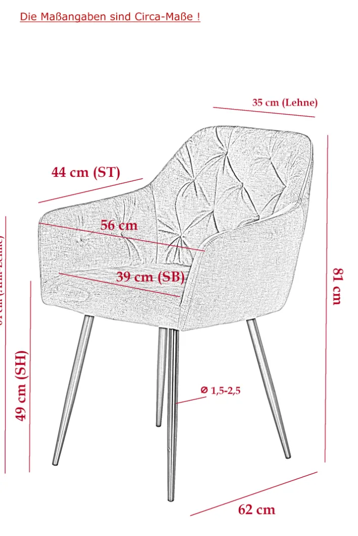 Armlehnstuhl TINA I 2er Set vintage velvet anthrazit