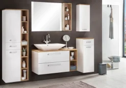 Bad-Hochschrank ALINA braun/weiß