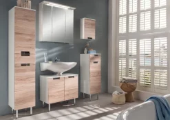 Bad-Hochschrank MARS braun/weiß 2-türig