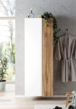 Bad-Seitenschrank GENT weiß/braun 65cm 2-türig