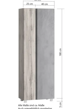 Bad-Seitenschrank GENT weiß/braun 65cm 2-türig