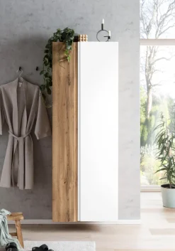 Bad-Seitenschrank GENT weiß/braun 65cm 2-türig