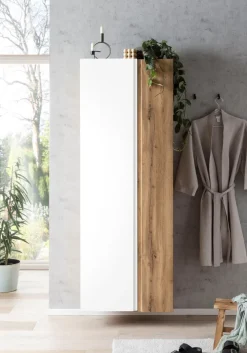 Bad-Seitenschrank GENT weiß/braun 65cm 2-türig