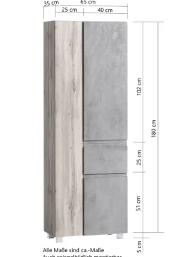 Bad-Seitenschrank GENT weiß/braun 65cm