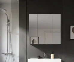 Bad-Spiegelschrank VIRA Weiß Hochglanz 3-türig ca. 82 × 77 × 18 cm