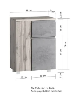 Bad-Unterschrank GENT weiß/braun 65cm
