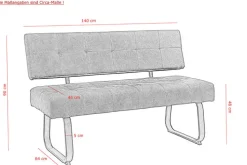 Bank LUISE mit Rückenlehne anthrazit