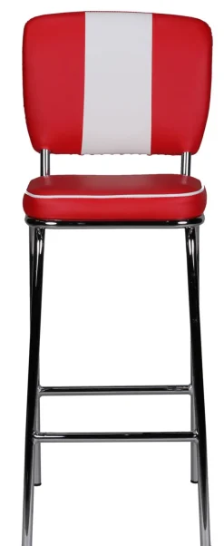 Barhocker Lederlook rot/ weiß