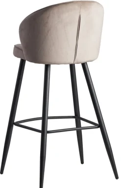 Barhocker mit Rückenlehne schwarz/ beige Samt