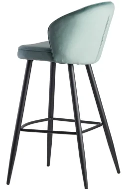 Barhocker mit Rückenlehne schwarz/ grün Samt