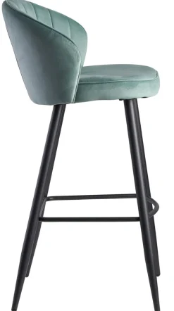 Barhocker mit Rückenlehne schwarz/ grün Samt