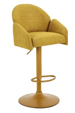 Barhocker POLLY, Metall/Textil, 52 x 53 x 96-117 cm Gelb