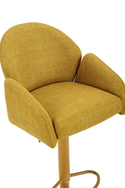Barhocker POLLY, Metall/Textil, 52 x 53 x 96-117 cm Gelb