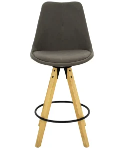 Barhocker TURA Gummiholz massiv Eichefarben/grau