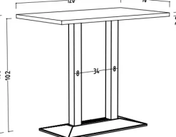 Bartisch JARO 120 x 70 cm weiß/schwarz matt