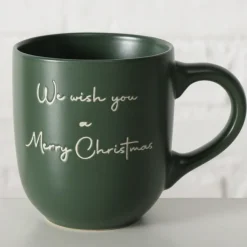 Becher Steinzeug 8,3 x 9,5 cm We wish you ... Grün