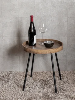 Beistelltisch Ø 40 cm dunkelbraun/schwarz