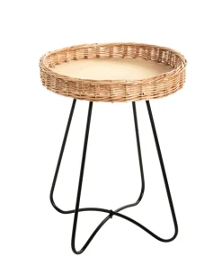 Beistelltisch Ø 41 cm natur/schwarz