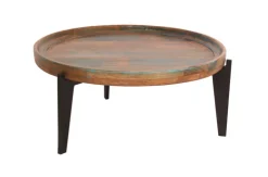 Beistelltisch 75 x 75 cm Altholz bunt/schwarz