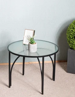 Beistelltisch 50 x 50 cm Dekorglas/schwarz