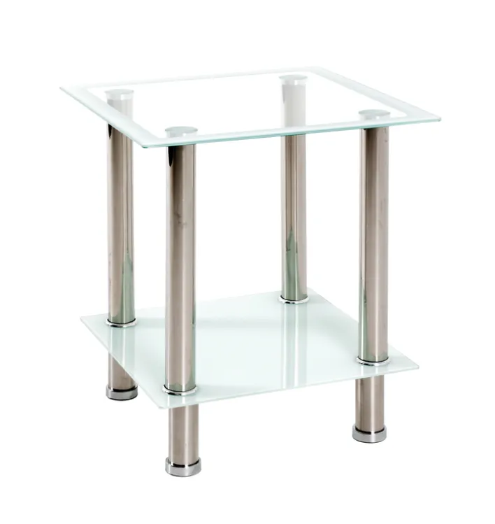 Beistelltisch 40 x 40 cm Edelstahl/weiß