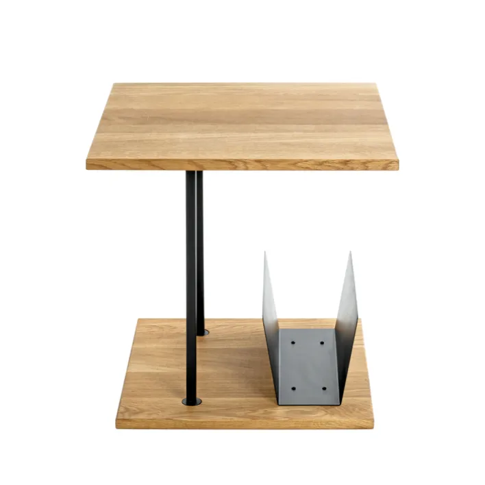 Beistelltisch 45 x 45 cm Eiche massiv braun/schwarz