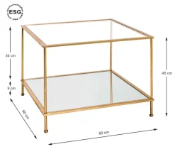 Beistelltisch 60 x 60 cm Glas/goldfarbig