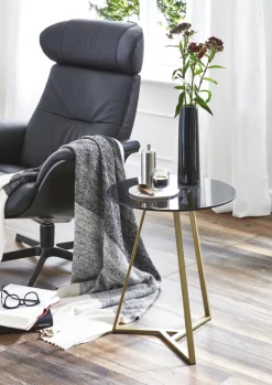 Beistelltisch 45 x 50 cm goldfarbig/grau rund