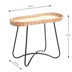 Beistelltisch 70 x 33 cm natur/schwarz