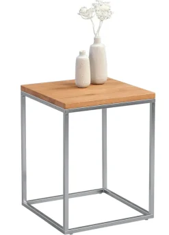 Beistelltisch 40 x 40 cm RALF Metall/Holznachbildung braun