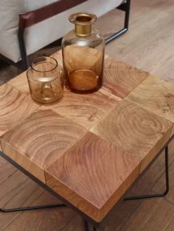 Beistelltisch 45 x 45 cm schwarz/ Akazie