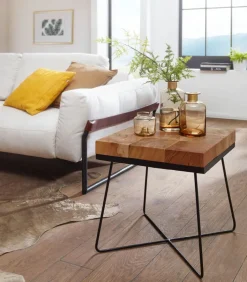 Beistelltisch 45 x 45 cm schwarz/ Akazie