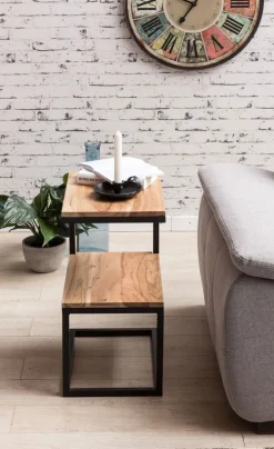 Beistelltisch 30 x 45 cm schwarz/ Akazie