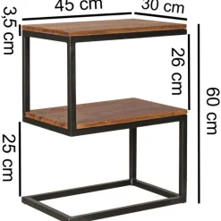 Beistelltisch 45 x 30 cm schwarz/ braun
