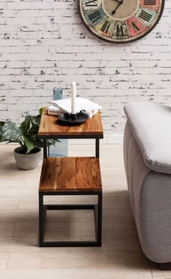 Beistelltisch 45 x 30 cm schwarz/ braun