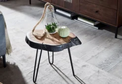 Beistelltisch 32 x 40 cm Schwarz/ Akazie massiv