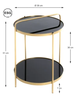 Beistelltisch 38 x 38 cm schwarz/goldfarbig