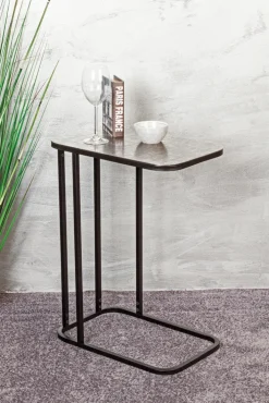 Beistelltisch 46 x 62 cm silberfarbig/schwarz