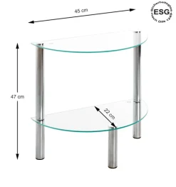 Beistelltisch 45 x 22 x 47 cm Glas Chrom