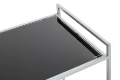 Beistelltisch auf Rollen 50 x 36 cm Glas schwarz lackiert/grau