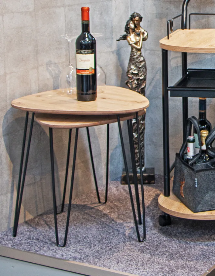 Beistelltisch BERGEN2 Ø 40 cm Eiche-Dekor/schwarz