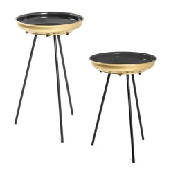 Beistelltisch 2er-Set Ø 38 cm schwarz/goldfarbig
