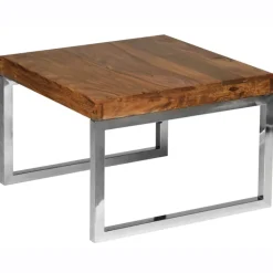Beistelltisch GUNA 60 x 60 chromfarbig/ Sheesham